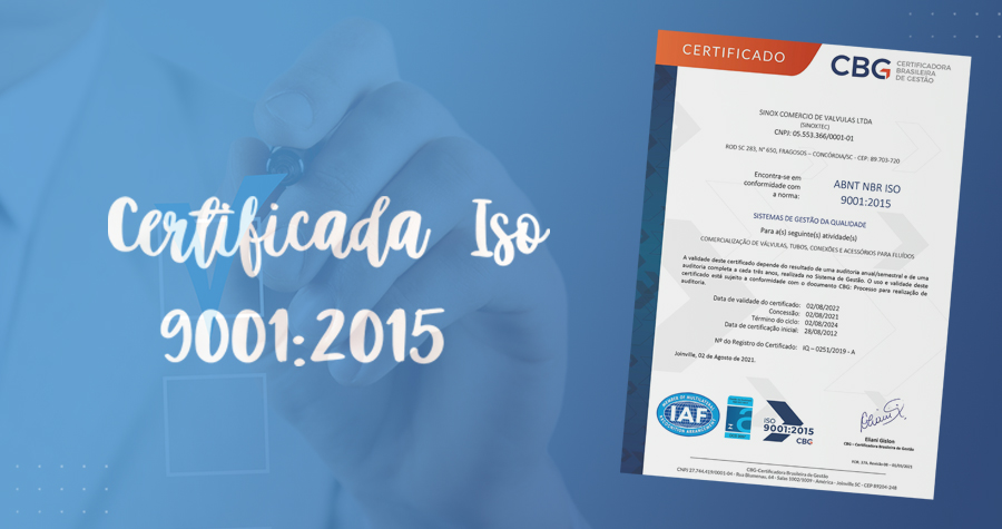 Sinoxtec, Certificada ISO 9001:2015