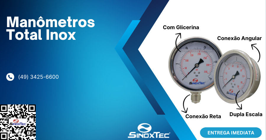 Manômetros Total Inox SinoxTec